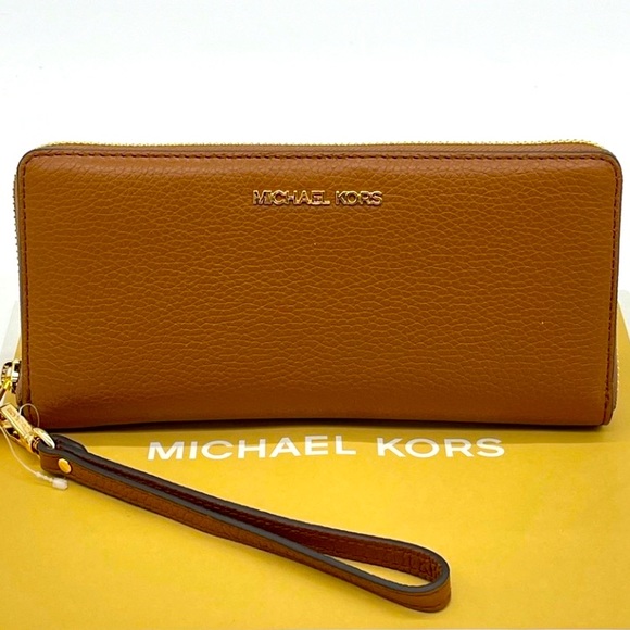 Michael Kors Double Zip, Wallet/Wristlet. Acorn/Brown Pebbled Genuine Leather - Picture 2 of 4